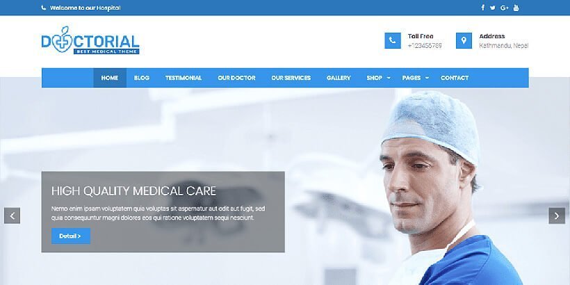 Doctorial Free Medical WordPress Themes