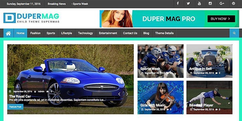 dupermag free magazine wordpress themes